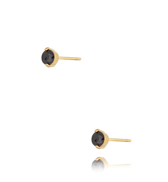 Kolczyki złote z czarnymi cyrkoniami Herington KSA0749