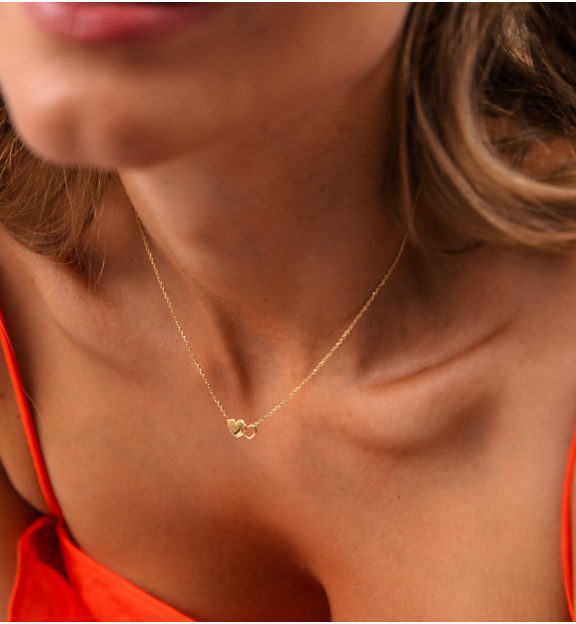 Naszyjnik z serduszkami złoty NGG0006