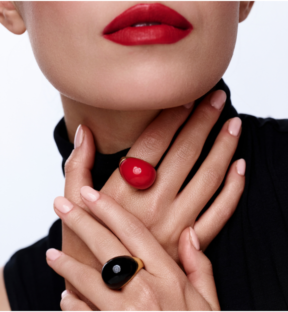 Pierścionek złoty z czarną emalią PSA1173