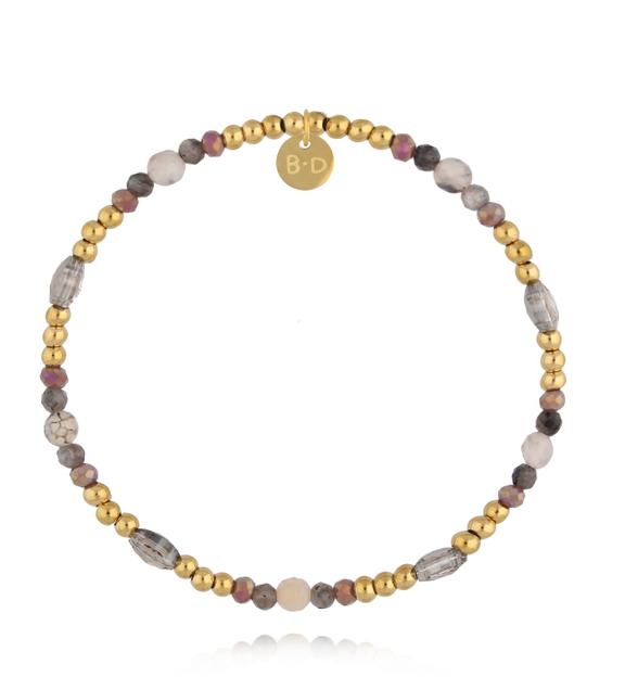 Bransoletka z labradorytem, agatem i szklanymi koralikami BTW3495