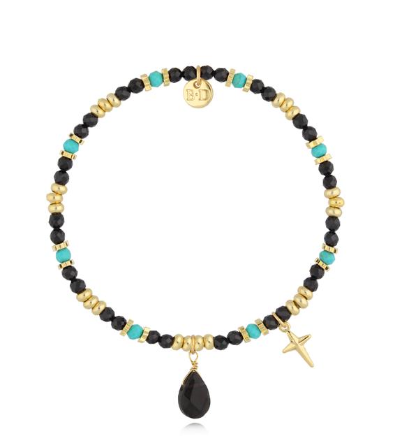 Bransoletka czarno turkusowa z kamieniami Firmness BSC1766