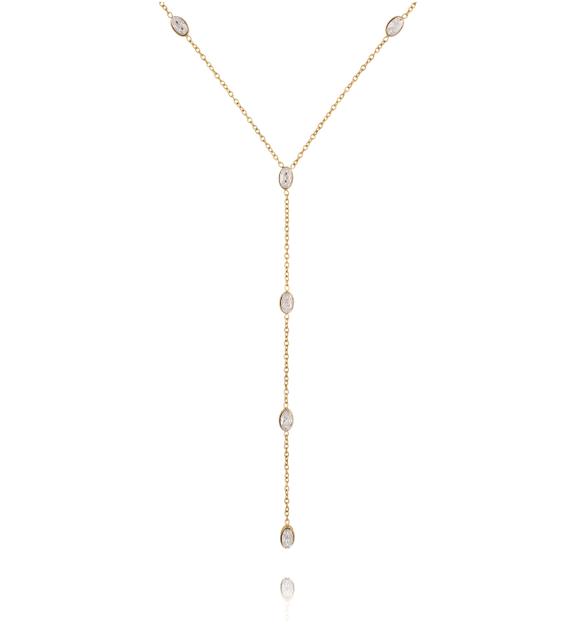 Naszyjnik z cyrkoniami krawatka złoty NSY0908