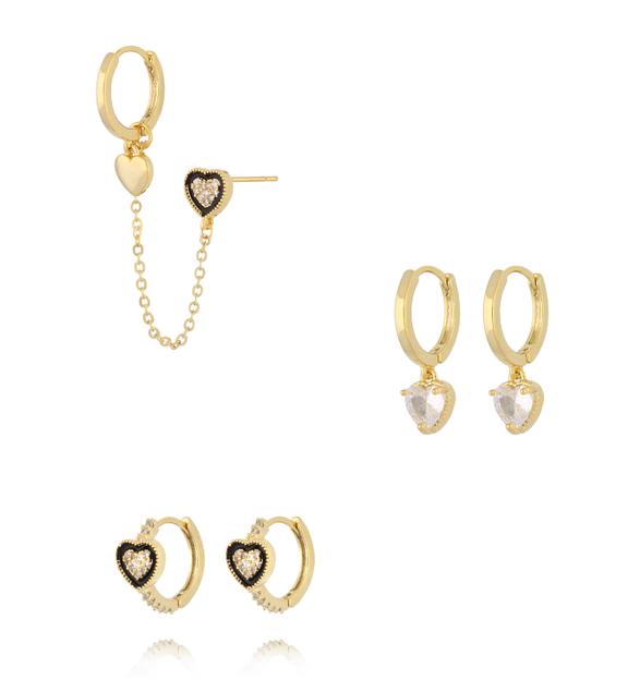 Zestaw kolczyków z sercami KMB0059