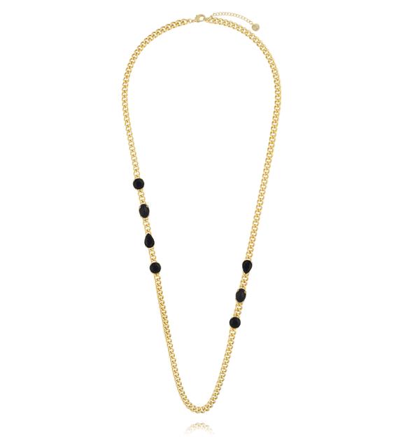 Naszyjnik łańcuch z czarnymi kryształkami NS0408