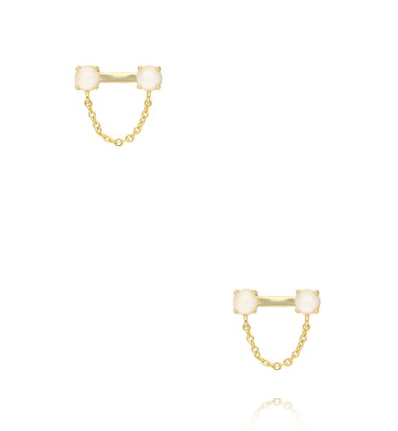 Kolczyki wkrętki z cyrkoniami i łańcuszkiem KSS2261