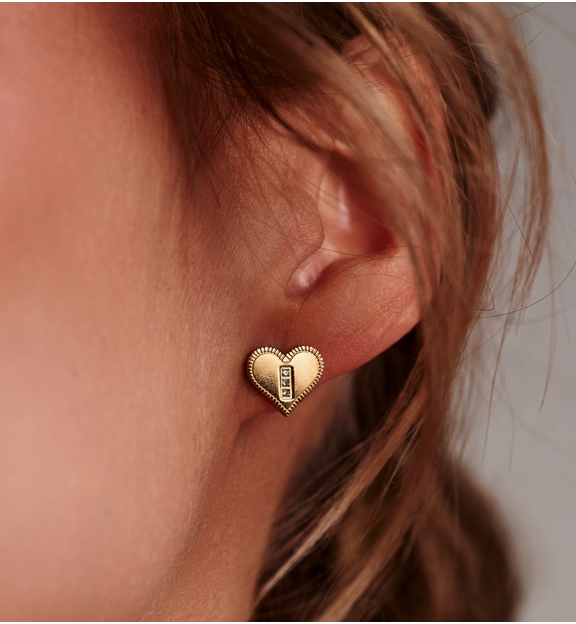 Kolczyki wkrętki w kształcie serca złote KSY0620