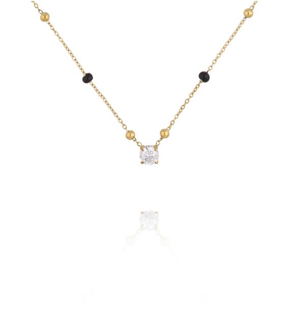 Naszyjnik z cyrkonią i czarnymi akcentami NSY0629