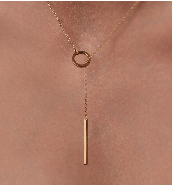 Naszyjnik złoty przekładany z długą zawieszką kółko NSA0186