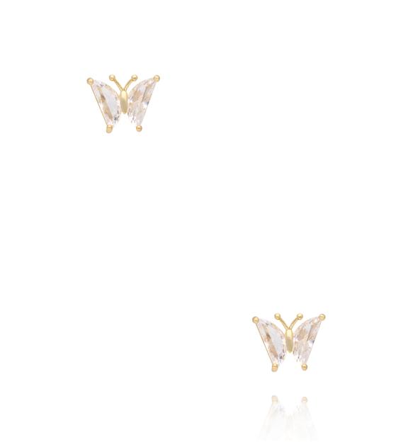 Zestaw złoconych kolczyków – kokardki, kwiatki i motylki KMB0010