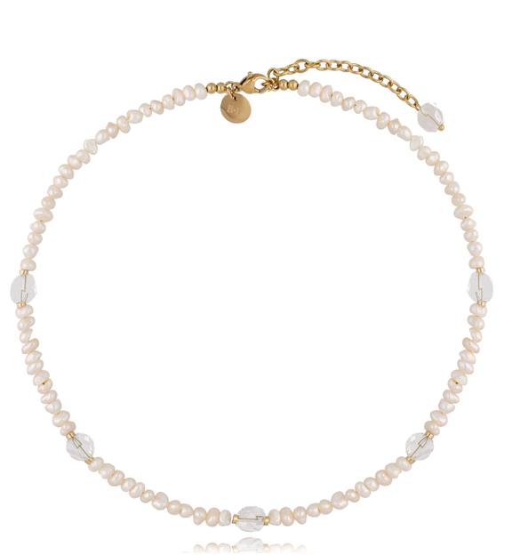 Naszyjnik z perłami i kryształami górskimi Temple NSC0215