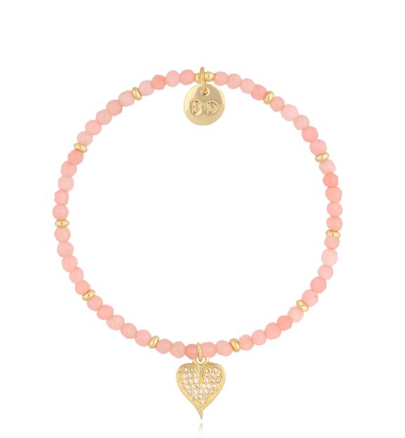 Bransoletka z różowymi jadeitami i sercem Praemium BTW2152