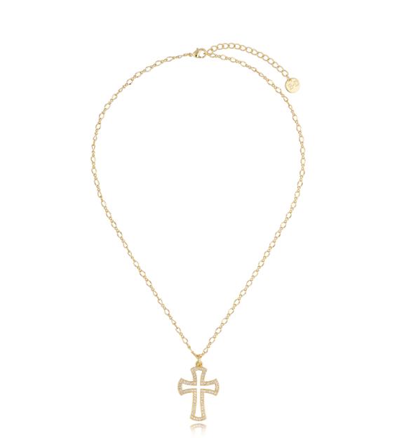 Naszyjnik z transparentnym krzyżykiem Madeline NRG0457