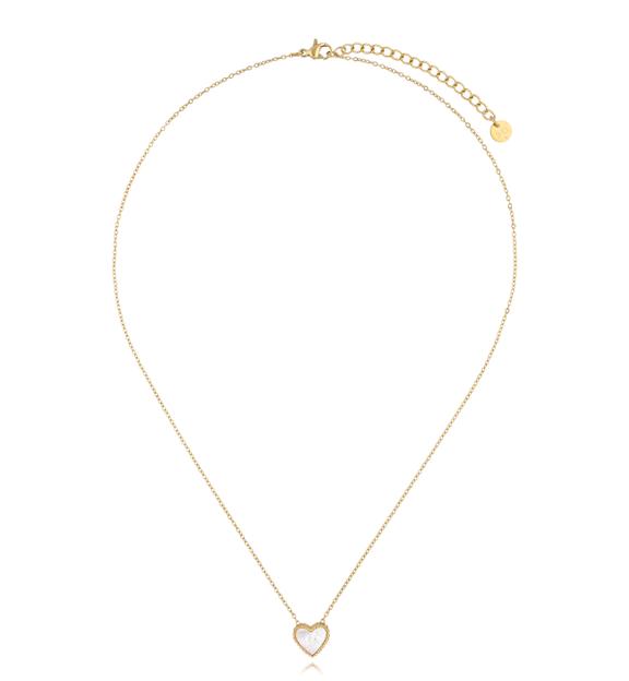 Naszyjnik z sercem z masy perłowej złoty NSA1211