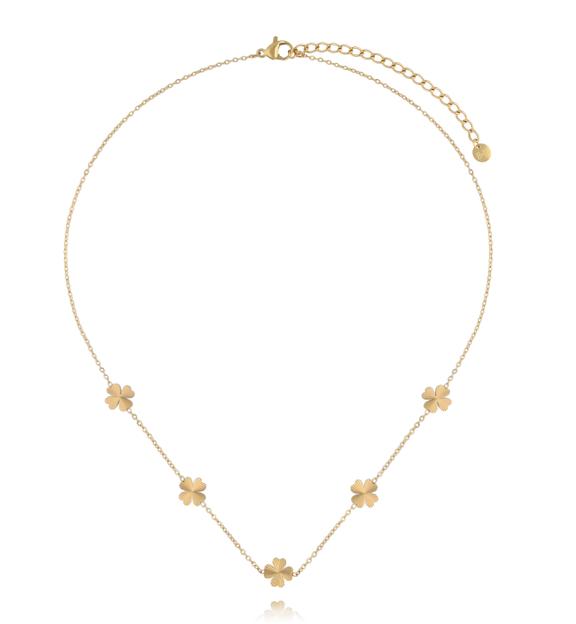 Naszyjnik z motywem koniczynki złoty NEA0064