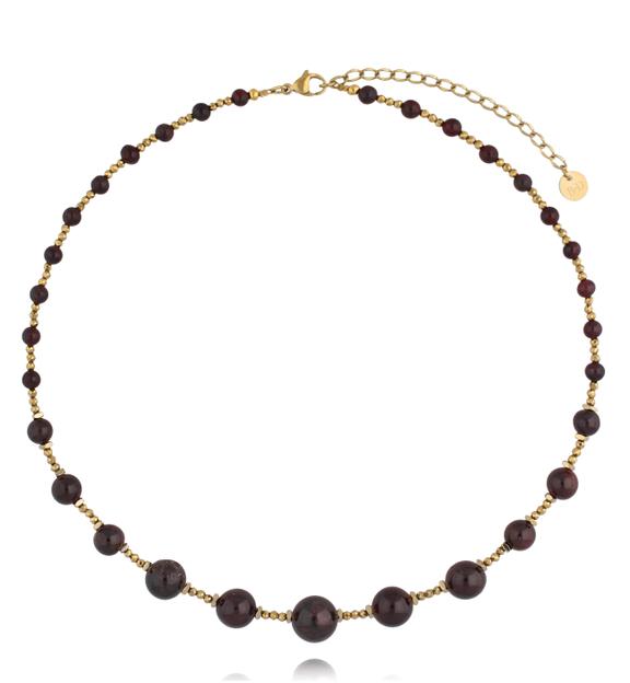 Naszyjnik z granatami i stalą szlachetną NPA1641