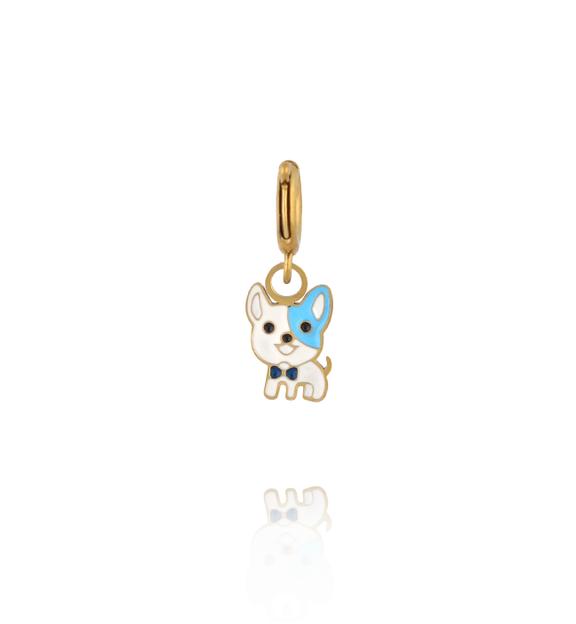 Charms złoty piesek z emalią  CHA0153