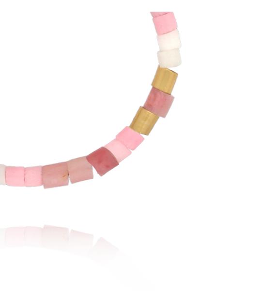 Pierścionek z kosteczek jadeitu w odcieniach różu PSC0781