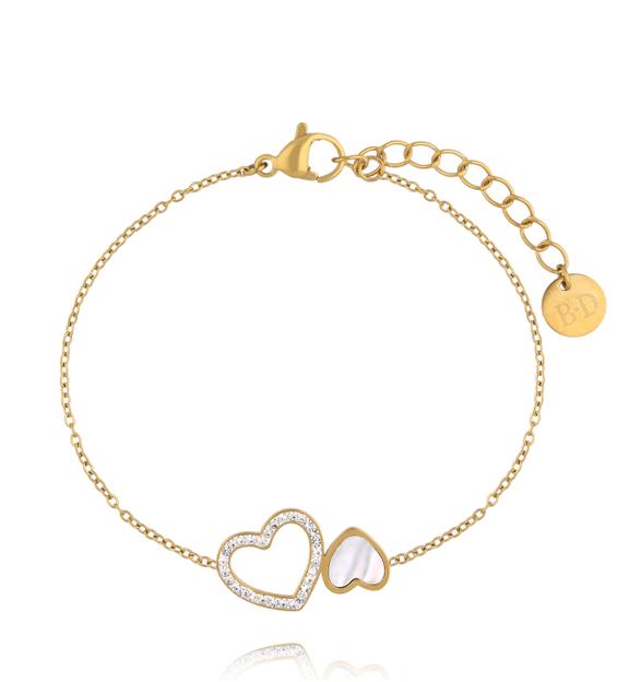 Bransoletka z podwójnym sercem złota BSY0598