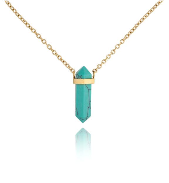 Naszyjnik z turkusem syntetycznym Shelly 46 cm NLB0244