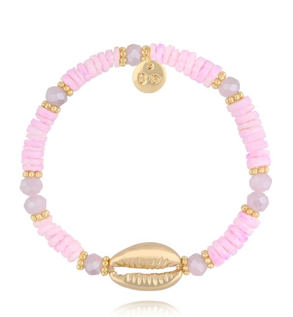 Bransoletka z fioletowymi muszlami Gold Shell BSH0129
