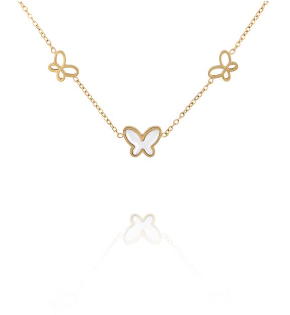 Naszyjnik z motylkami złoty NSY0890