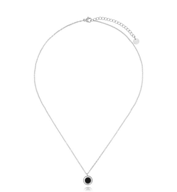 Naszyjnik z czarnym dyskiem srebrny Elegant Essence NSA1192