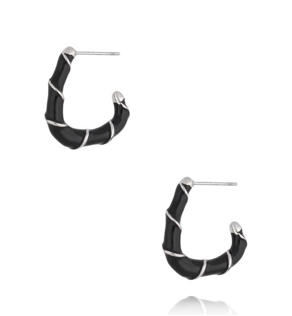 Kolczyki emaliowane czarne KSY0224