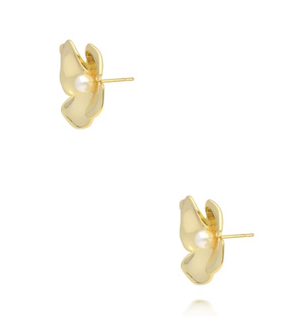 Kolczyki kwiaty z perłą złote KSS2242