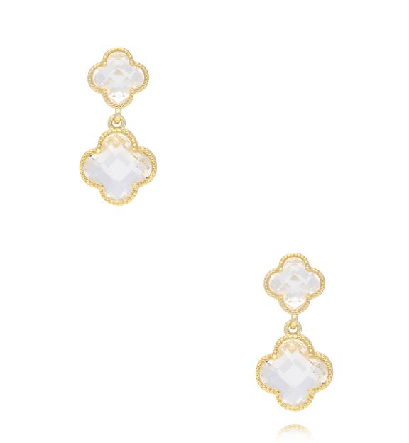 Kolczyki z podwójną koniczynką i kryształkami KSS2240