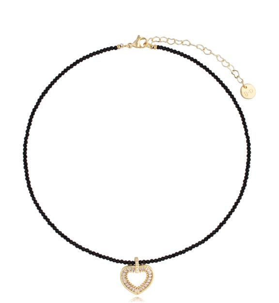Naszyjnik czarny z sercem Wholesome Love NTW0920