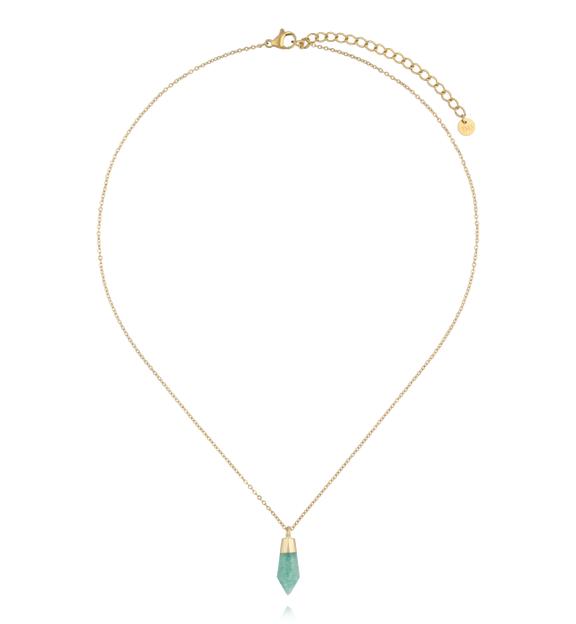 Naszyjnik z amazonitem w złotej oprawie NEA0107