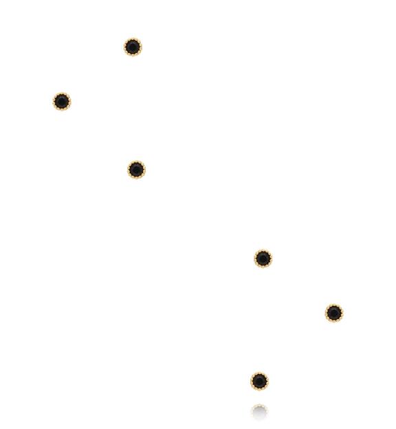 Zestaw drobnych kolczyków złoconych z czarną cyrkonią KMB0008