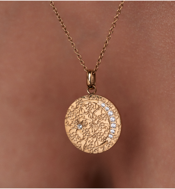 Naszyjnik złoty z księżycem i cyrkoniami Constellation NSA0315