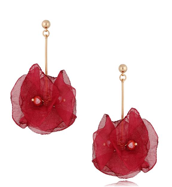 Kolczyki z szyfonu bordowe Cherries KBL1524