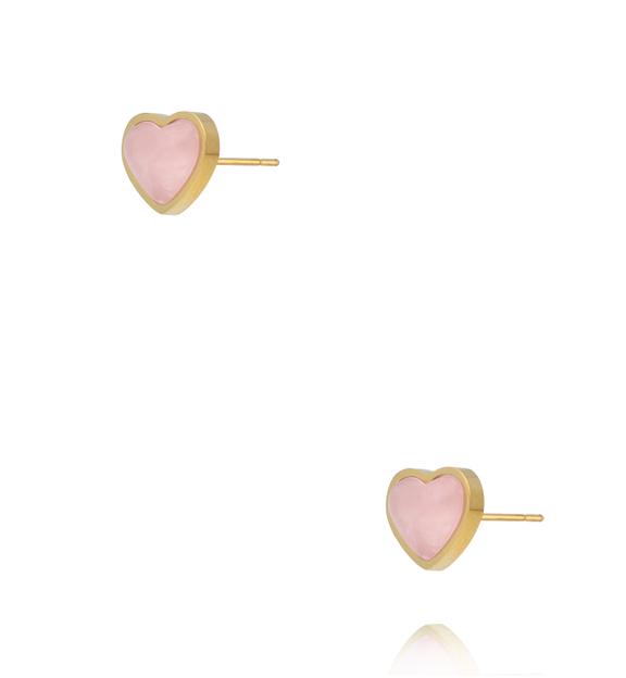 Kolczyki serca z kwarcem różowym KSA2578