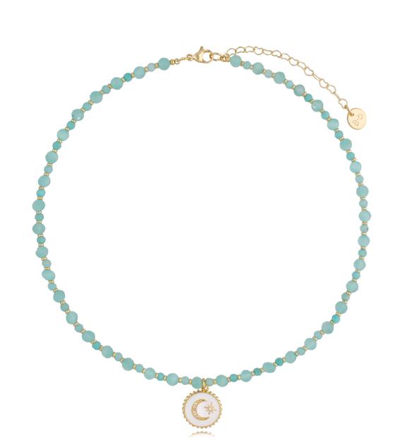 Naszyjnik z zawieszką z białą emalią Kastella NTW0746