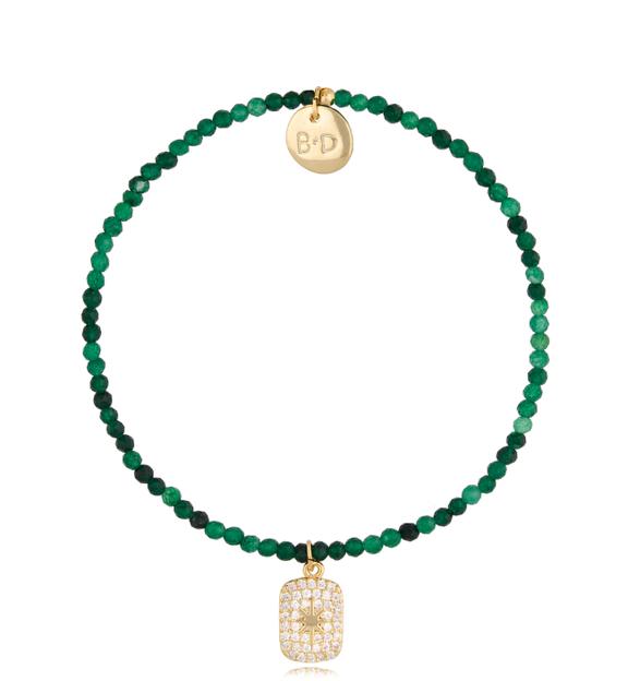 Bransoletka z zielonymi agatami i zawieszką Lifestyle BTW1137