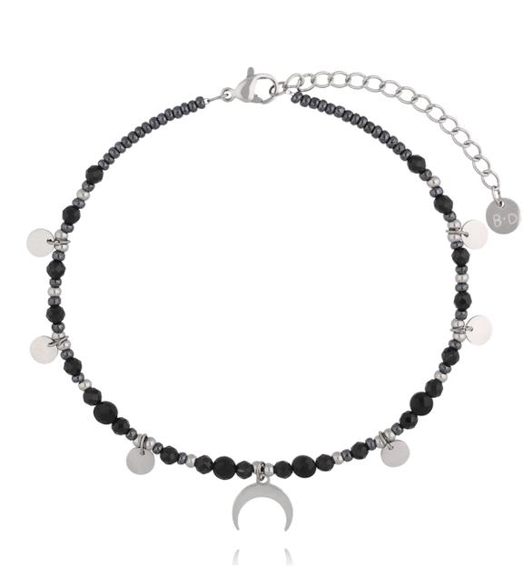 Bransoletka na nogę czarna z księżycem BNTW0105