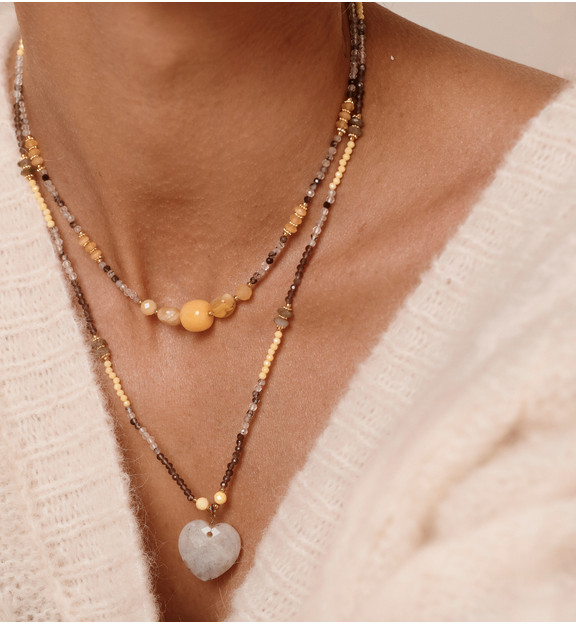 Naszyjnik z sercem z labradorytu NPA1555