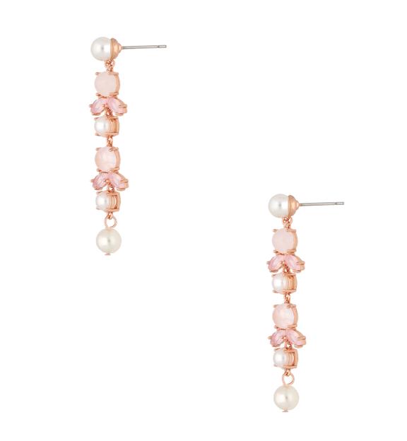 Kolczyki długie w odcieniu różowego złota z perłami KSS2166