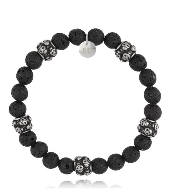 Bransoletka z lawą i czaszkami Hakon BMITC0599