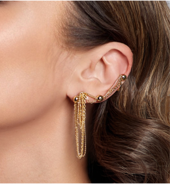 Kolczyki z nausznicą złoty Yazmin KRG0876