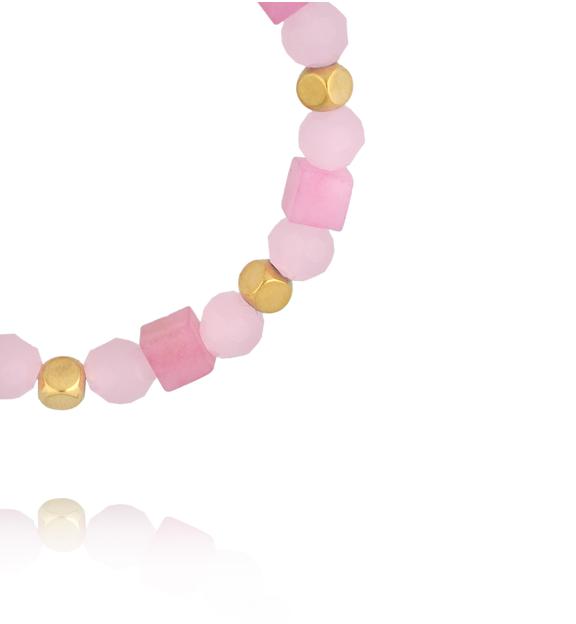 Bransoletka z różowego „kociego oka” i szklanych koralików BSC2398