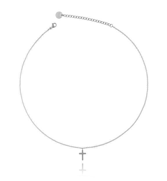 Naszyjnik srebrny z krzyżykiem ze stali szlachetnej NSA0120
