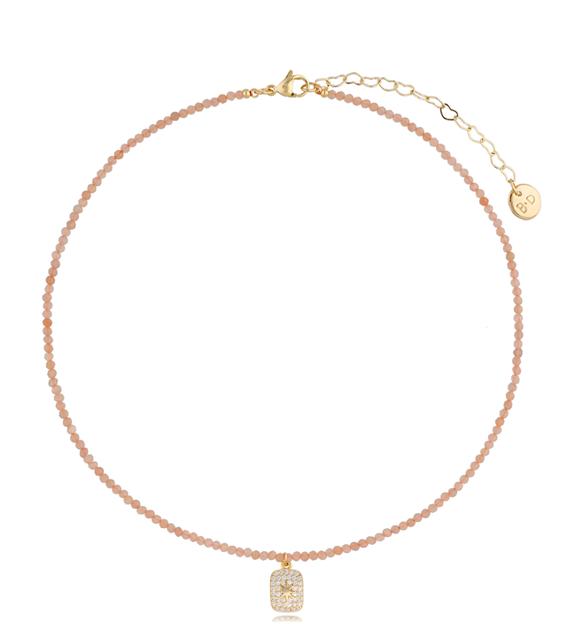 Naszyjnik z kamieniem słonecznym i złotą zawieszką Lifestyle NTW0615