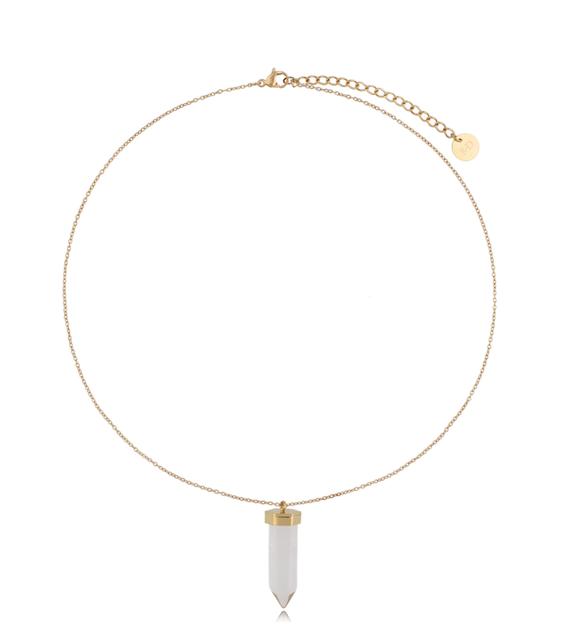 Naszyjnik z kryształem górskim Go Get It 38 cm NSA0259