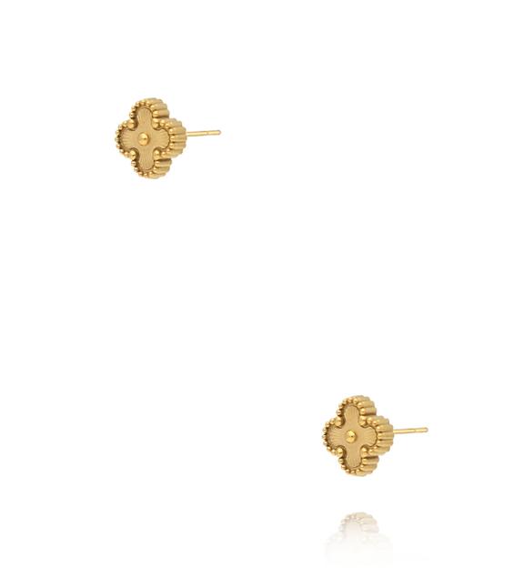 Kolczyki złote w kształcie delikatnej koniczynki KSY0580