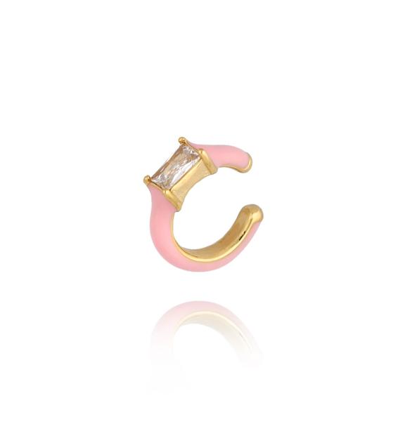 Nausznica z kryształkiem z różową emalią Primavera KSA0866