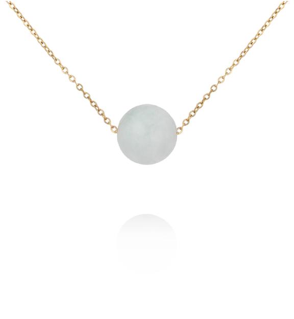 Naszyjnik z jadeitem na delikatnym złotym łańcuszku NLB0403
