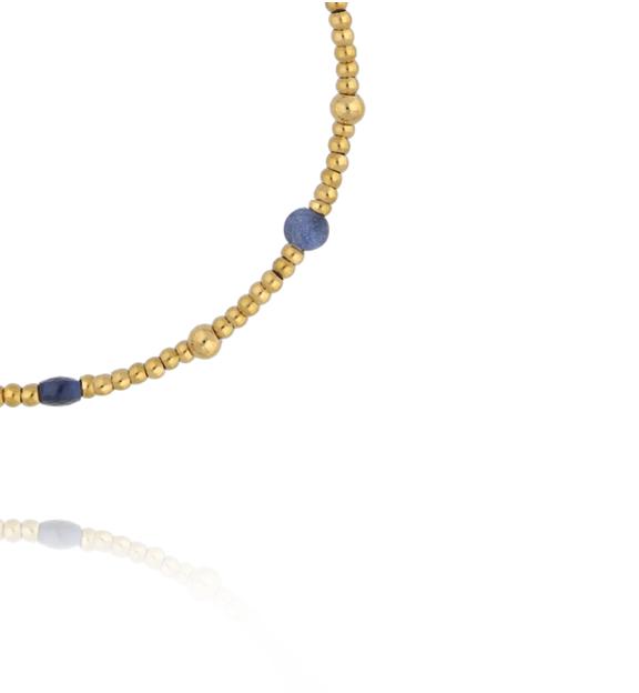 Bransoletka z sodalitu i złoconych koralików BTW3564